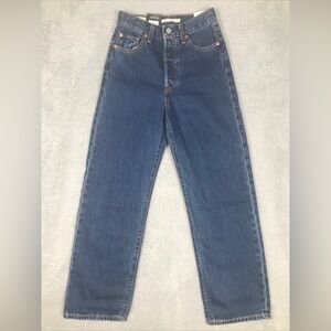 Levis Jeans Women’s 24x27 Premium Ribcage Straight Ankle High Rise Dark Blue